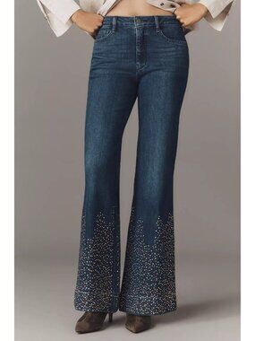 Anthropologie Pilcro Retro Studded Low-Rise Flare Jeans Western Boho 28